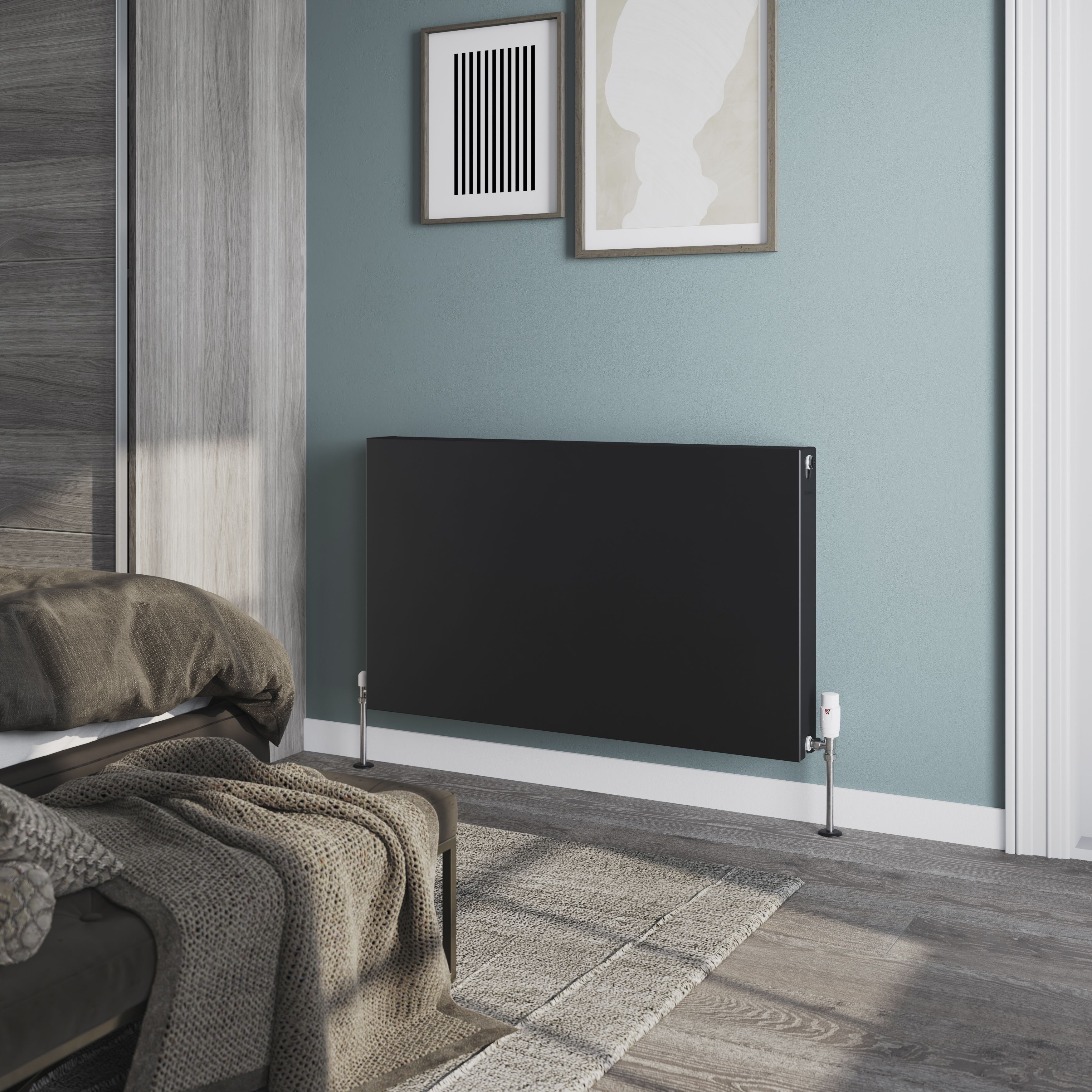GoodHome Flat Black Type 22 Double Panel Radiator, (W)1000mm x (H)600mm