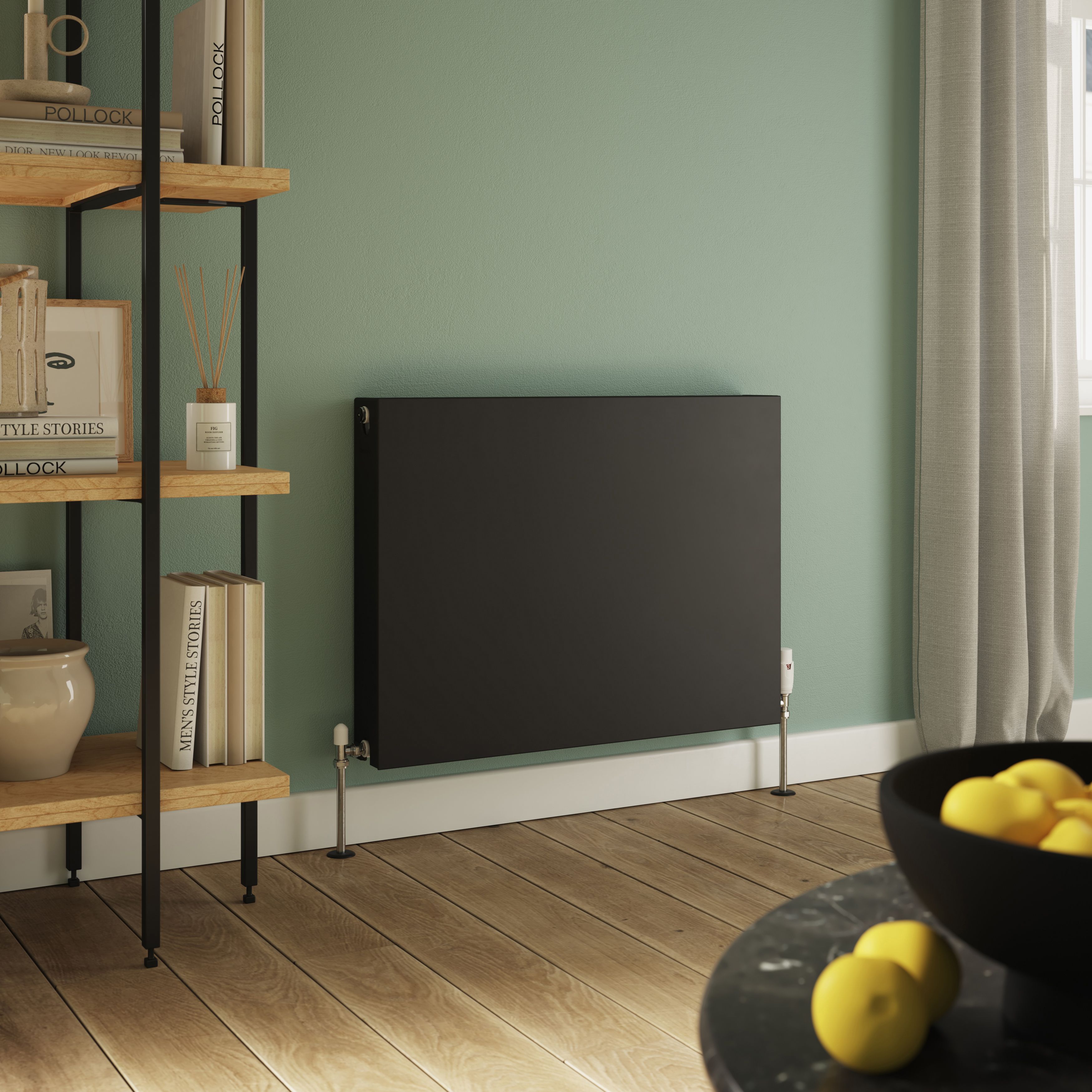 GoodHome Flat Black Type 22 Double Panel Radiator, (W)800mm x (H)600mm