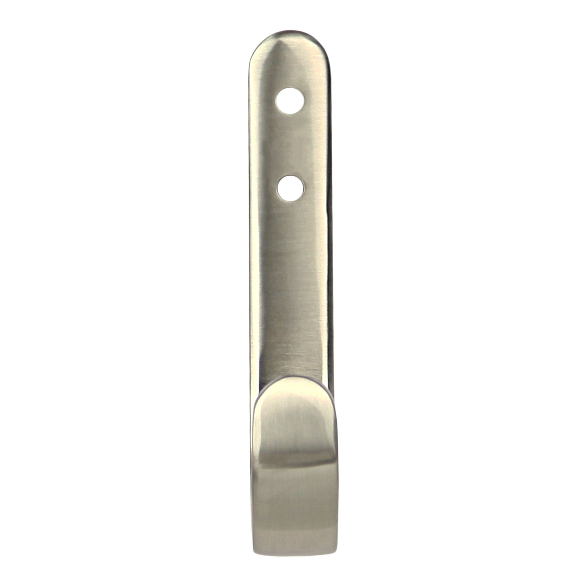 GoodHome Flat Profile Nickel effect Zinc alloy Wall-mounted J-shaped Single Hook (H)90mm (D)40mm