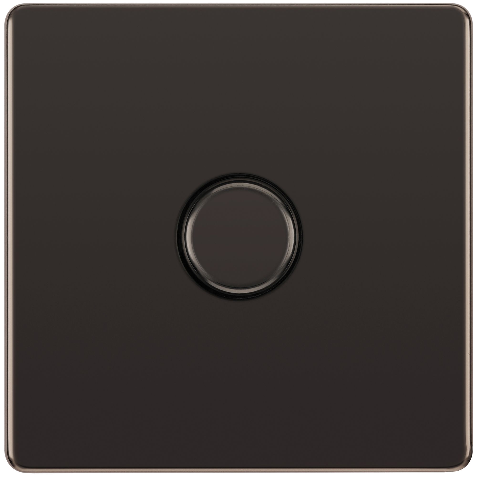 GoodHome Flat profile Single 2 way 200W Screwless Dimmer switch Black 1 gang