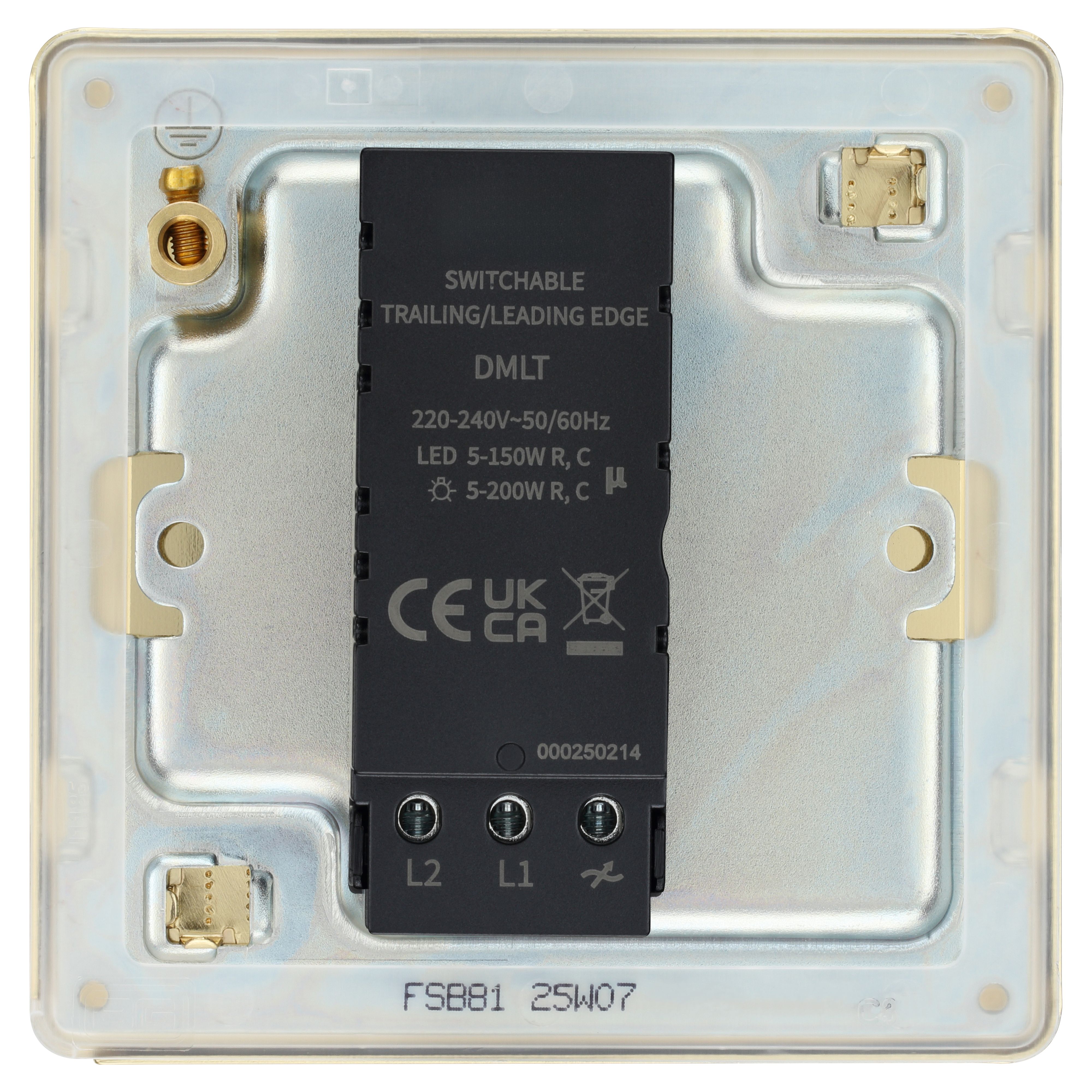 GoodHome Flat Satin Gold Brass effect 1 gang profile Single 200W ...