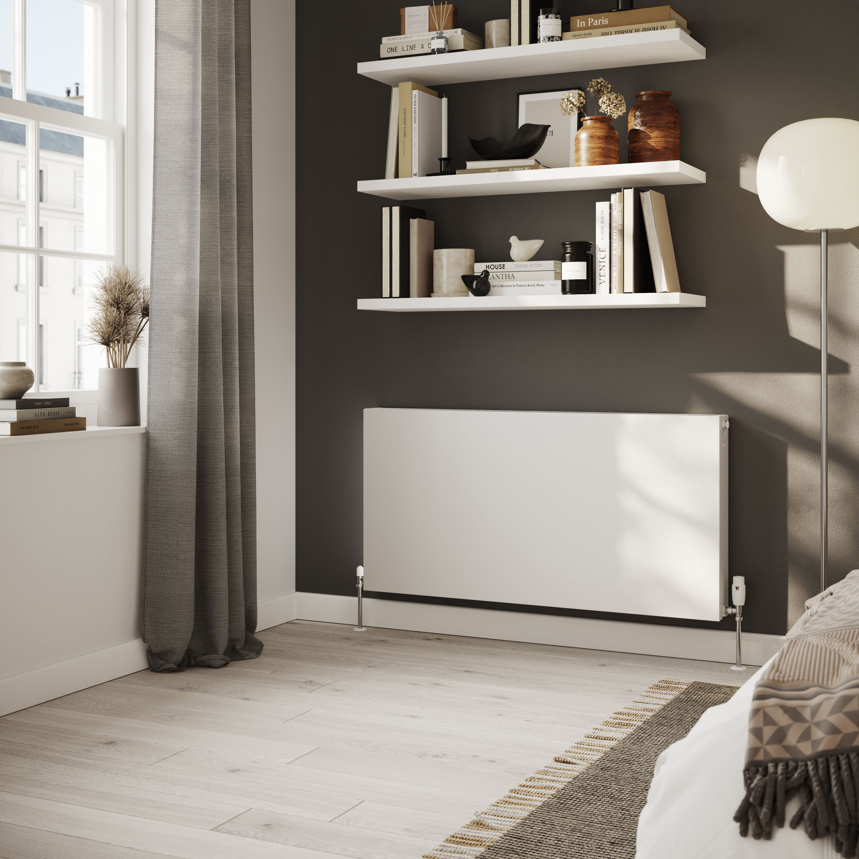 GoodHome Flat White Type 22 Double Panel Radiator, (W)1200mm x (H)600mm
