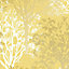 GoodHome Foxhill Yellow Metallic effect Trees Smooth Wallpaper