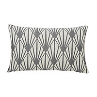 GoodHome Fremont Art Deco Beige & grey Cushion (L)30cm x (W)50cm