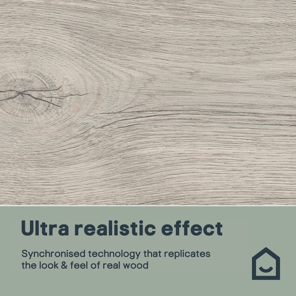 GoodHome Fulham Grey oak effect Structured Laminate Flooring, 1.99m²