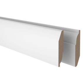 GoodHome Fully finished White MDF Chamfered & ovolo Skirting board (L)2.4m (T)14.5mm