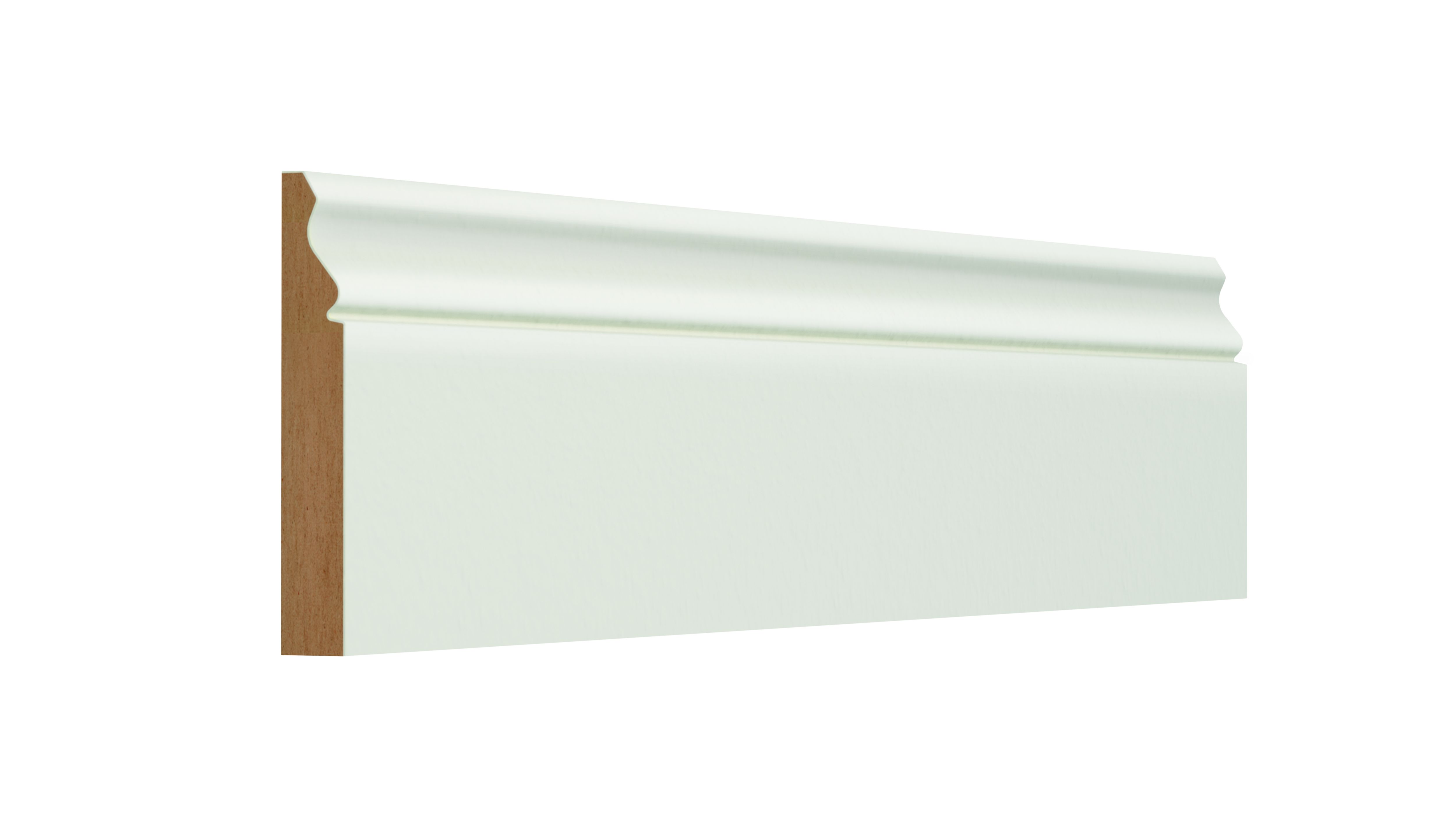 GoodHome Fully finished White MDF Ogee Skirting board (L)2400mm (W)119mm (T)18mm