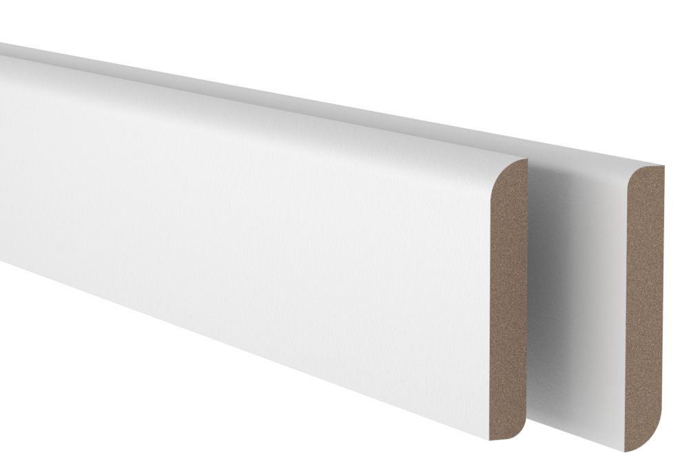 GoodHome Fully finished White MDF Round & bullnose Skirting board (L)2 ...