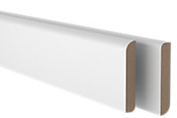 GoodHome Fully finished White MDF Round & bullnose Skirting board (L)2.4m (T)14.5mm
