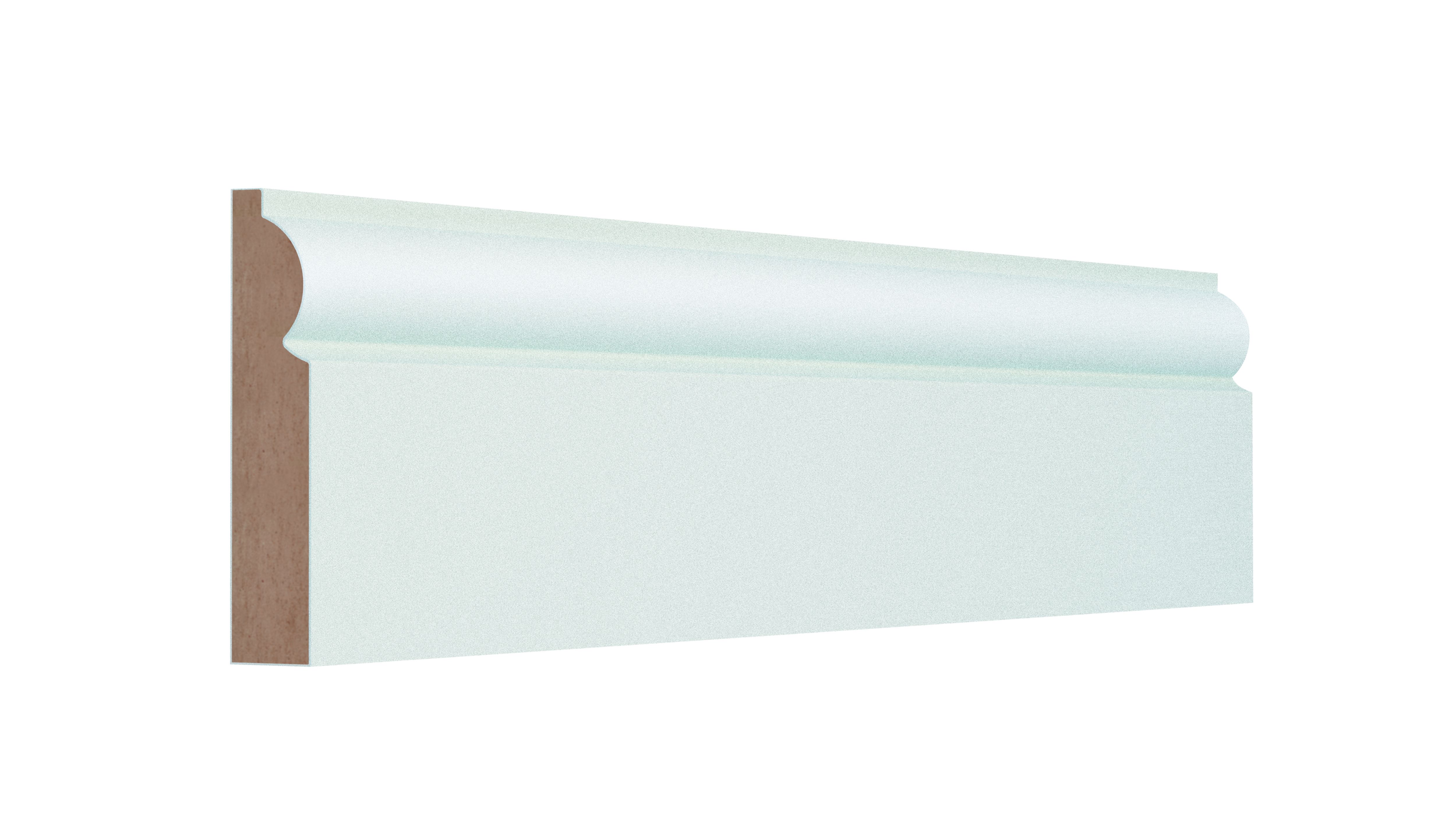 GoodHome Fully finished White MDF Torus Skirting board (L)2400mm (W)119mm (T)18mm