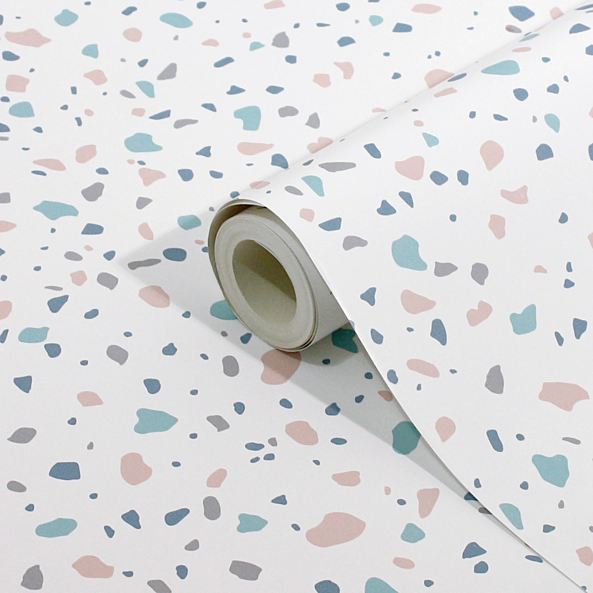 GoodHome Fusca White Terrazzo effect Textured Wallpaper DIY at B&Q