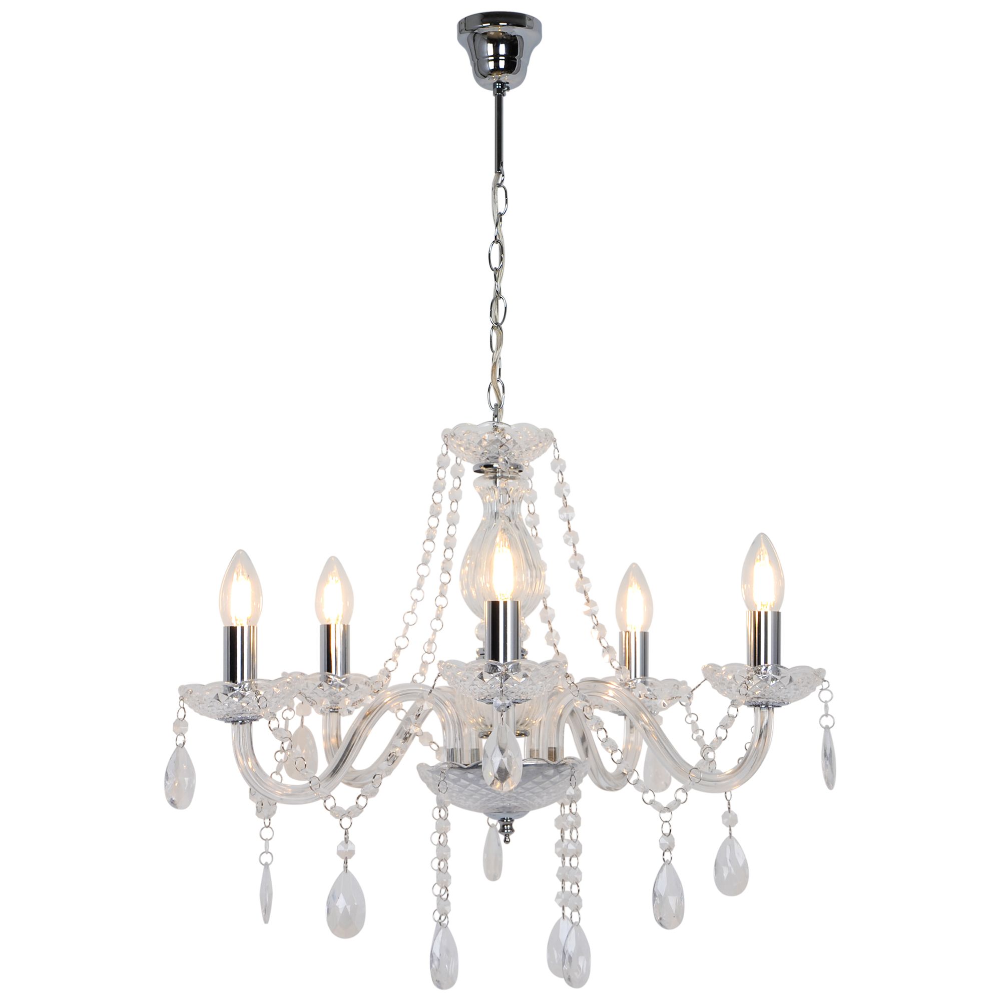 GoodHome Gacruz Transparent Chrome effect 5 Lamp Pendant ceiling light, (Dia)570mm