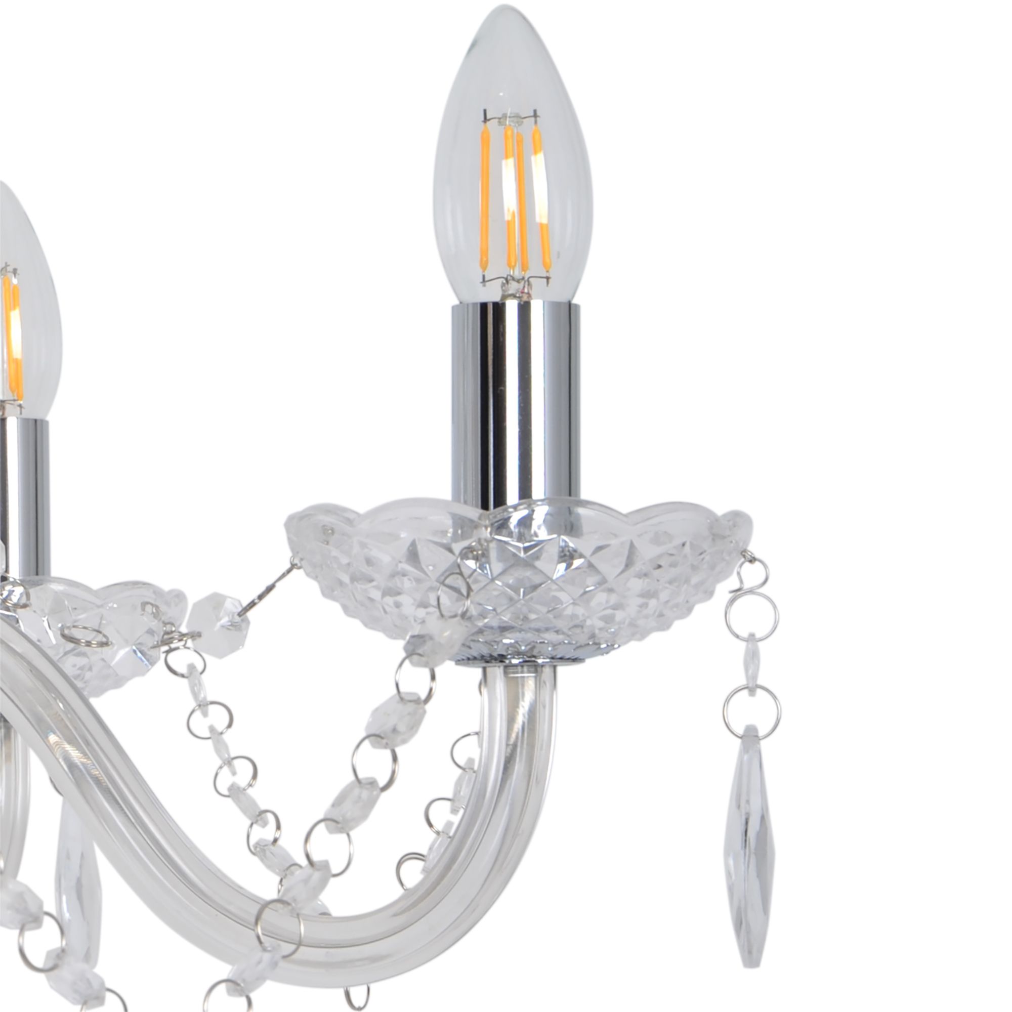 GoodHome Gacruz Transparent Chrome effect 5 Lamp Pendant ceiling light, (Dia)570mm