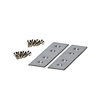 GoodHome Galvanised Steel Jointing plate (L)160mm (W)25mm, Pack of 2