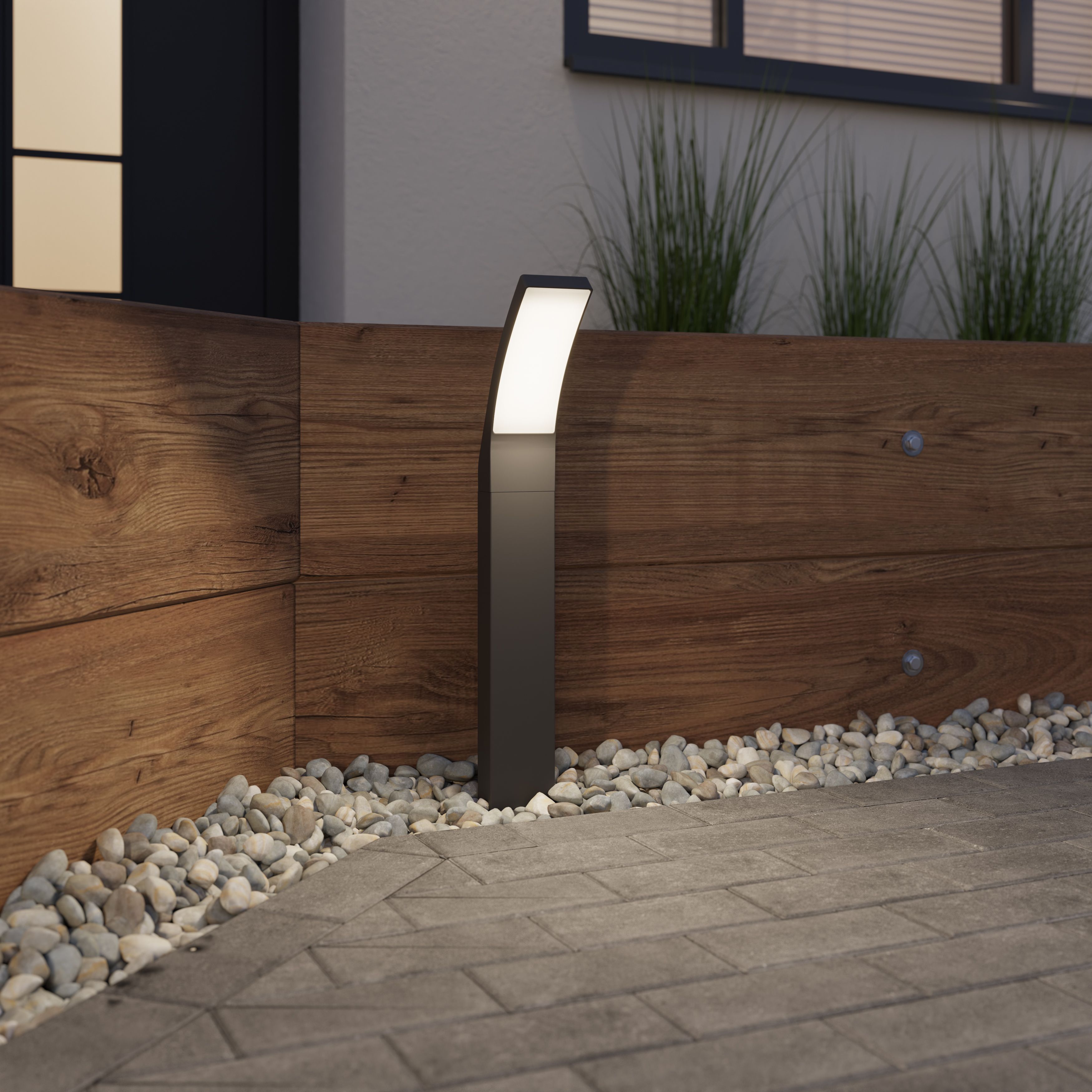 GoodHome Gambell Dark grey Mains-powered 1 lamp Integrated LED Outdoor Post light (H)600mm