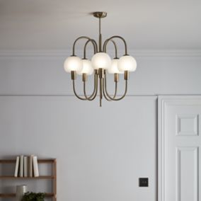 GoodHome Gammont Antique brass effect 5 Lamp Pendant ceiling light, (Dia)500mm