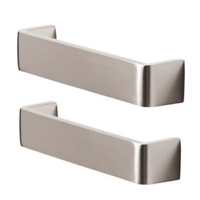 GoodHome Gara Brushed Silver Nickel effect D-shaped Kitchen cabinets Handle (L)136mm (H)26mm, Pack of 2