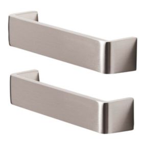 GoodHome Gara Nickel effect Kitchen cabinets D-shaped Pull Handle (L)13.6cm (D)30mm, Pack of 2