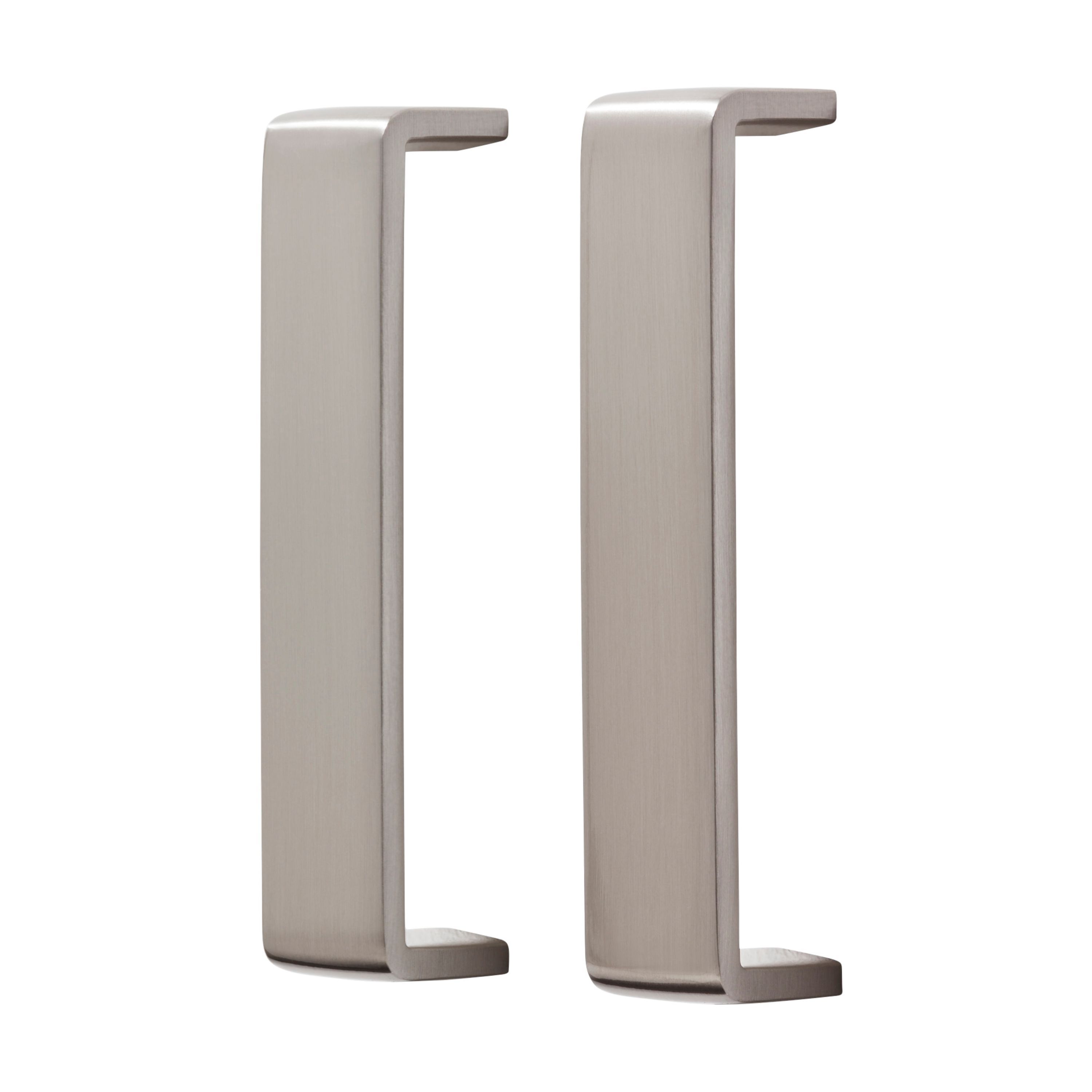 GoodHome Gara Nickel effect Kitchen cabinets D-shaped Pull Handle (L)13.6cm (D)30mm, Pack of 2