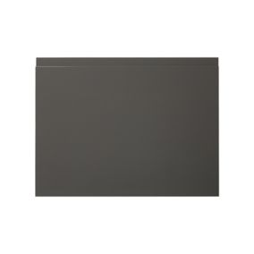 GoodHome Garcinia Gloss anthracite integrated handle Appliance Cabinet door (W)600mm (H)453mm (T)19mm