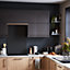 GoodHome Garcinia Gloss anthracite integrated handle Glazed Cabinet door (W)300mm (H)715mm (T)19mm