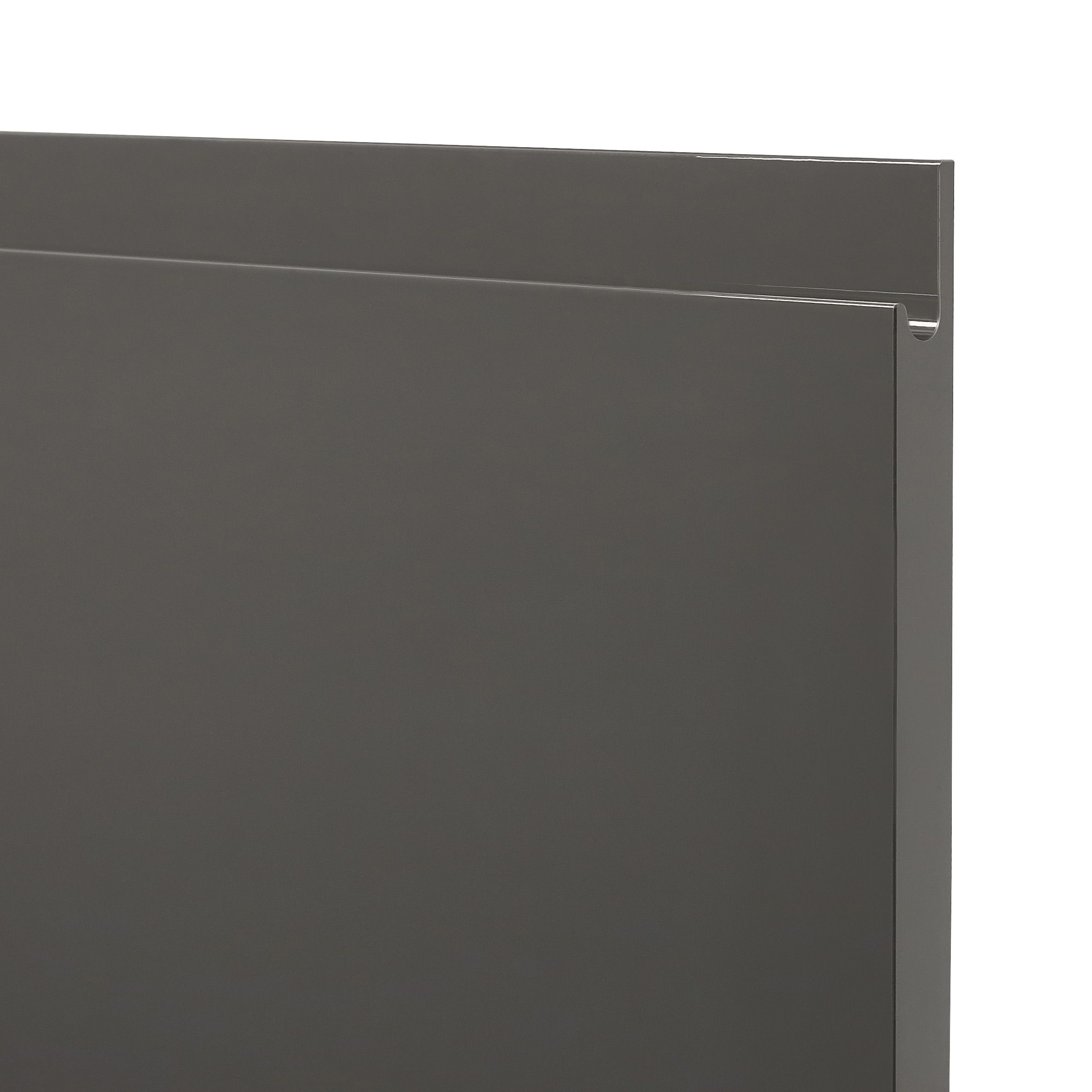 GoodHome Garcinia Gloss anthracite integrated handle Highline Cabinet door (W)250mm (H)715mm (T)19mm