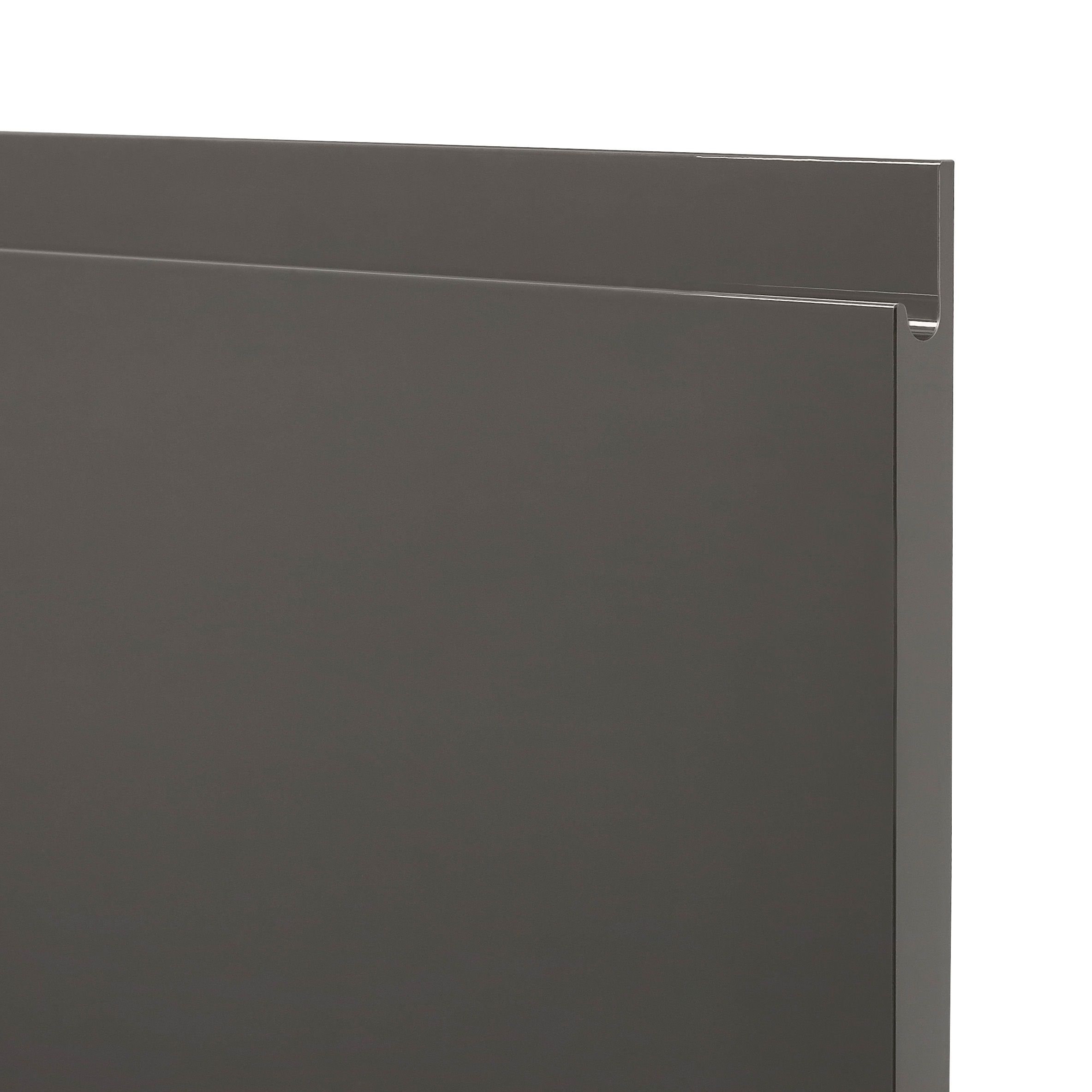 GoodHome Garcinia Gloss anthracite integrated handle Tall appliance Cabinet door (W)600mm (H)633mm (T)19mm