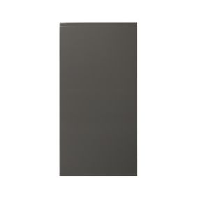 GoodHome Garcinia Gloss anthracite integrated handle Tall larder Cabinet door (W)600mm (H)1181mm (T)19mm