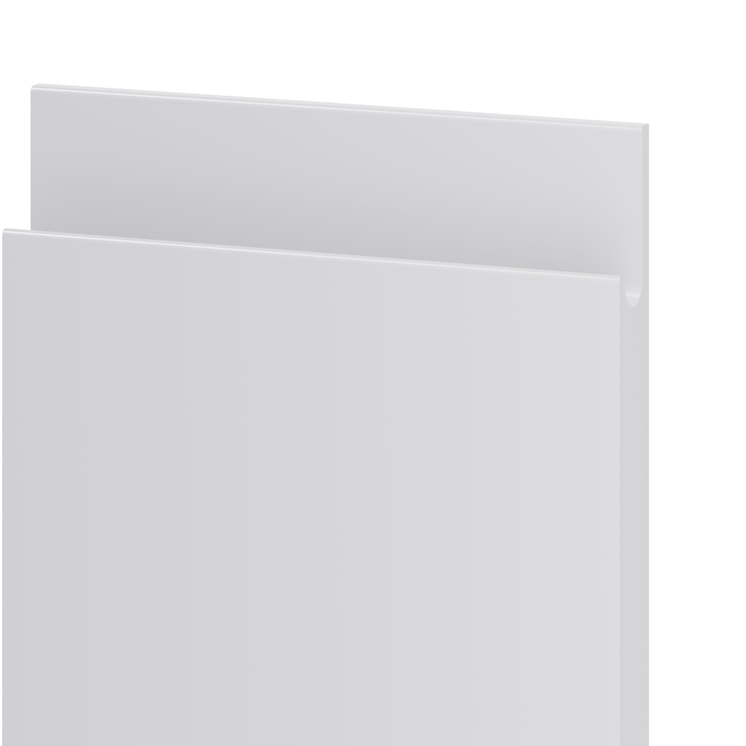 GoodHome Garcinia Gloss light grey integrated handle 70:30 Larder Cabinet door (W)500mm (H)1287mm (T)19mm