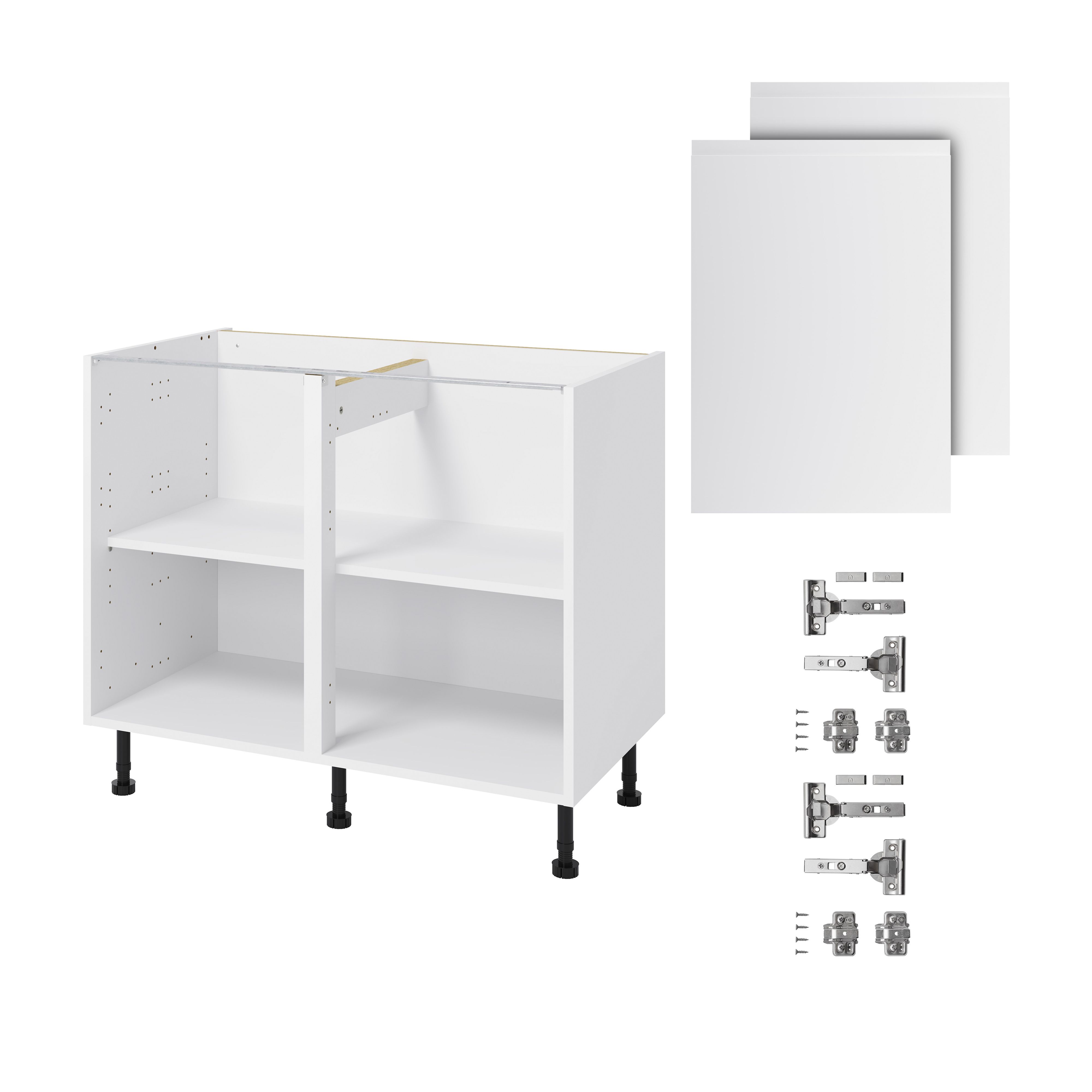 GoodHome Garcinia Gloss light grey Integrated handle Base Kitchen cabinet (W) 1000mm (H)720mm