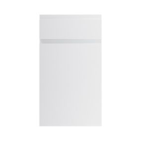 GoodHome Garcinia Gloss light grey integrated handle Drawer front, (W)400mm (H)715mm (T)19mm