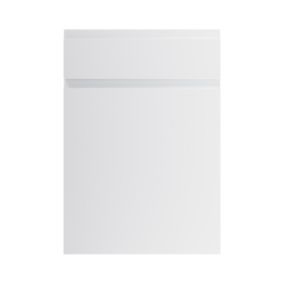 GoodHome Garcinia Gloss light grey integrated handle Drawer front, (W)500mm (H)715mm (T)19mm