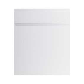 GoodHome Garcinia Gloss light grey integrated handle Drawer front, (W)600mm (H)715mm (T)19mm