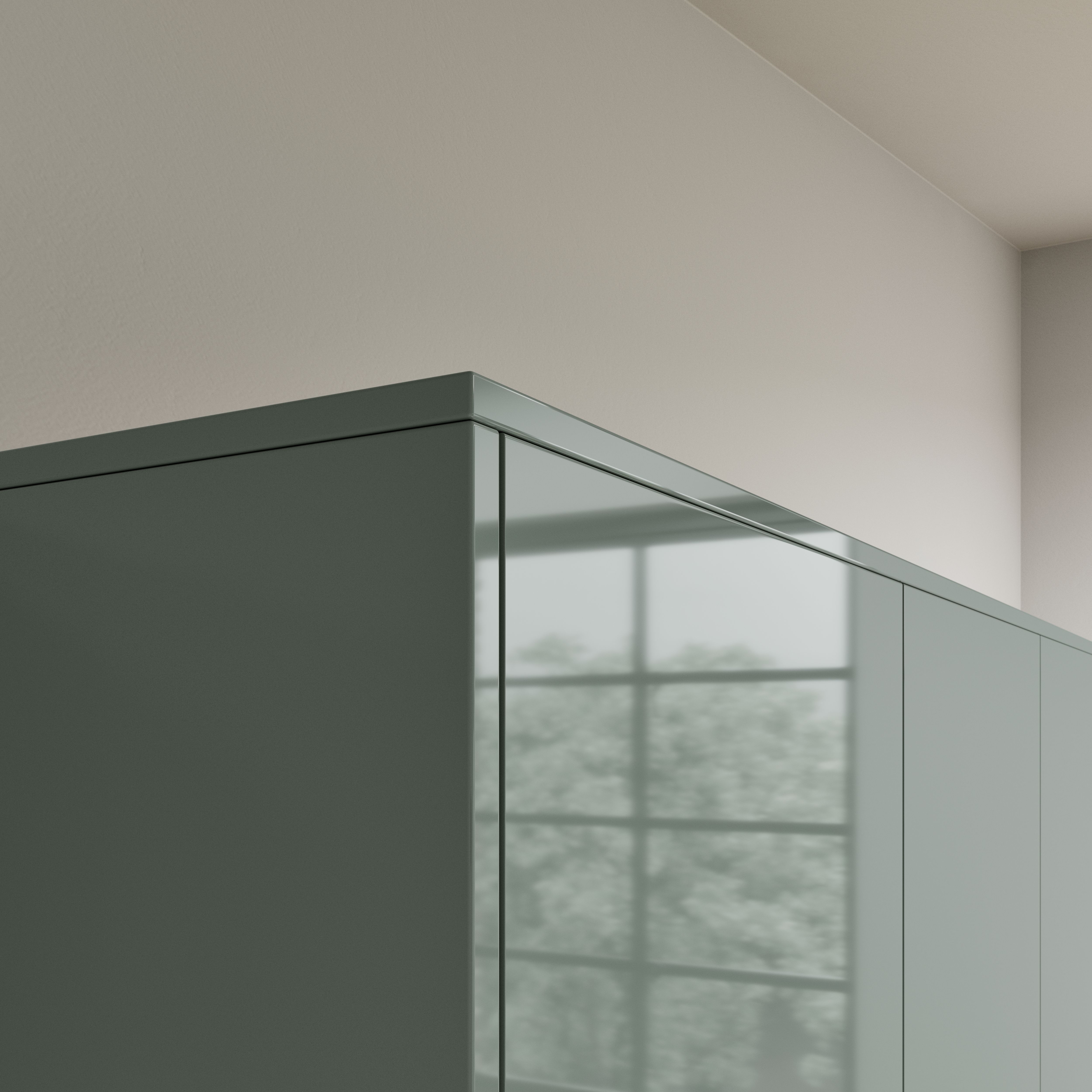 GoodHome Garcinia Gloss reed green Straight Smooth Cornice & pelmet, (L ...