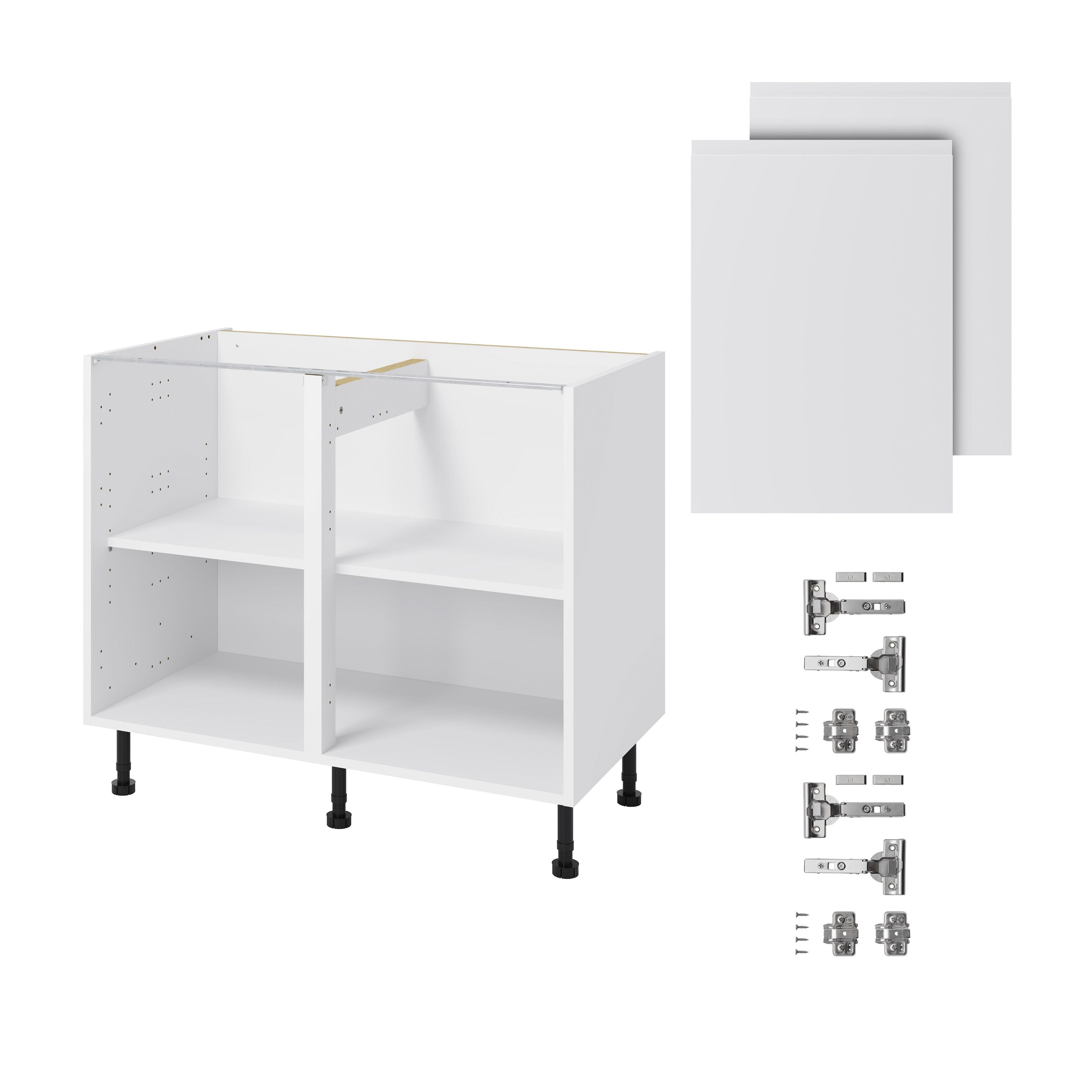 GoodHome Garcinia Gloss white integrated handle Base Kitchen cabinet (W) 1000mm (H)720mm