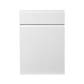 GoodHome Garcinia Gloss white integrated handle Cabinet door, (W)500mm (H)715mm (T)19mm