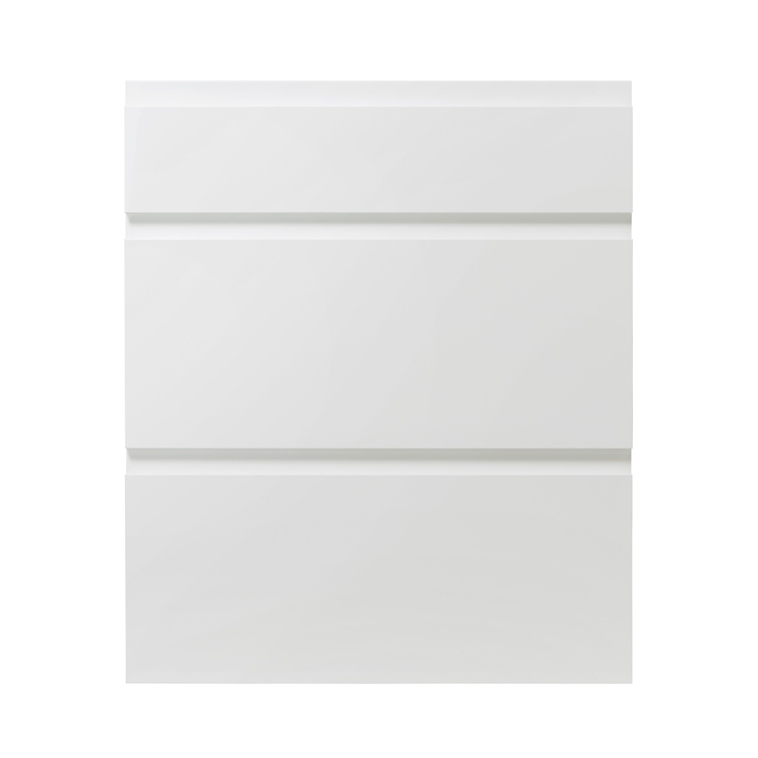 GoodHome Garcinia Gloss white integrated handle Drawer front (W)600mm