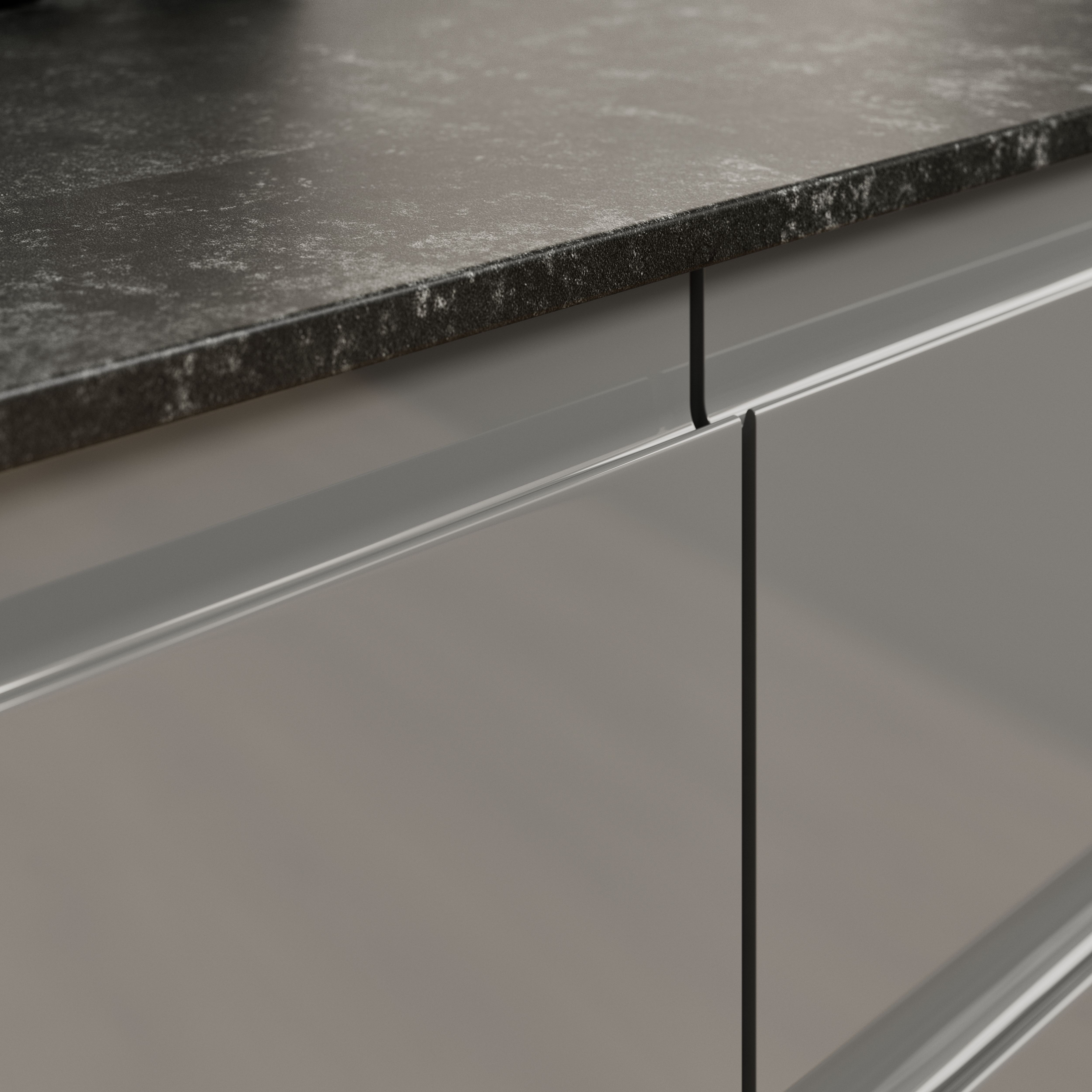 GoodHome Garcinia Integrated handle Gloss anthracite Contemporary 2 drawer front, bridging door & bi-fold door 600mm