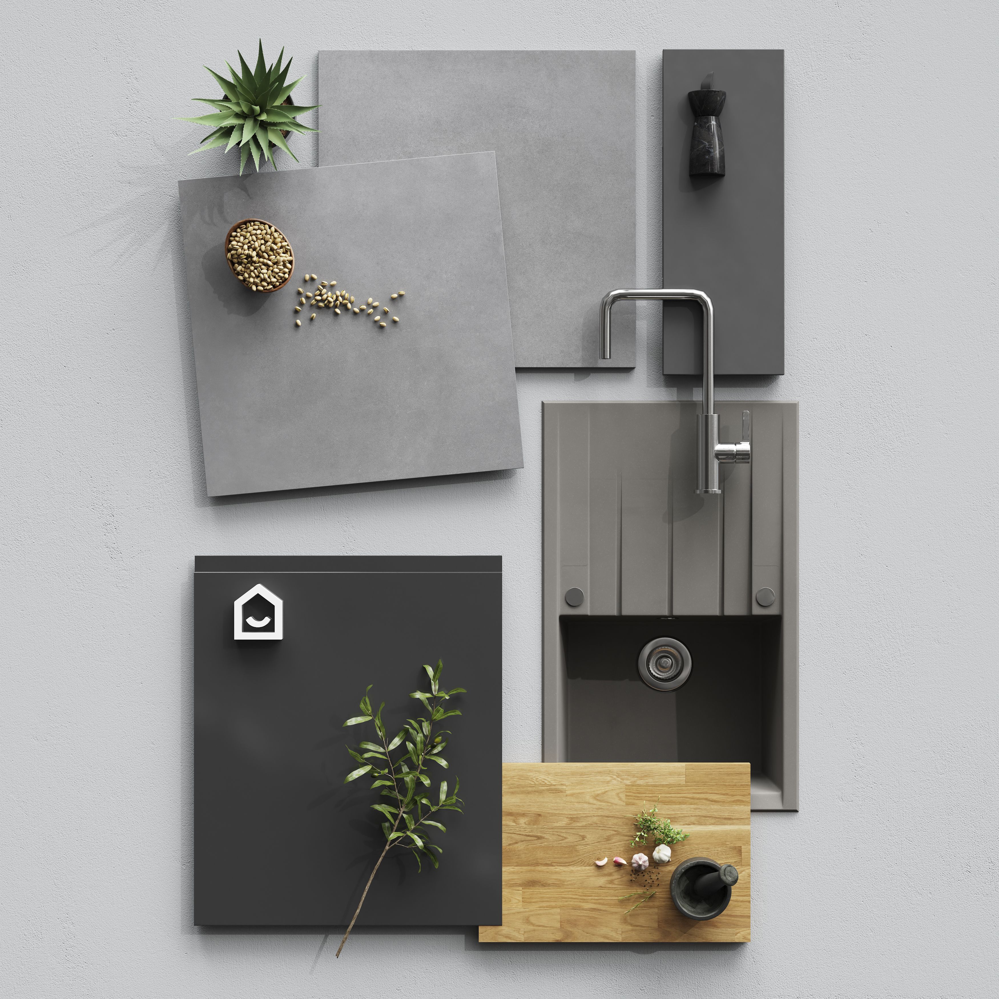 GoodHome Garcinia Integrated handle Gloss anthracite Contemporary Door ...