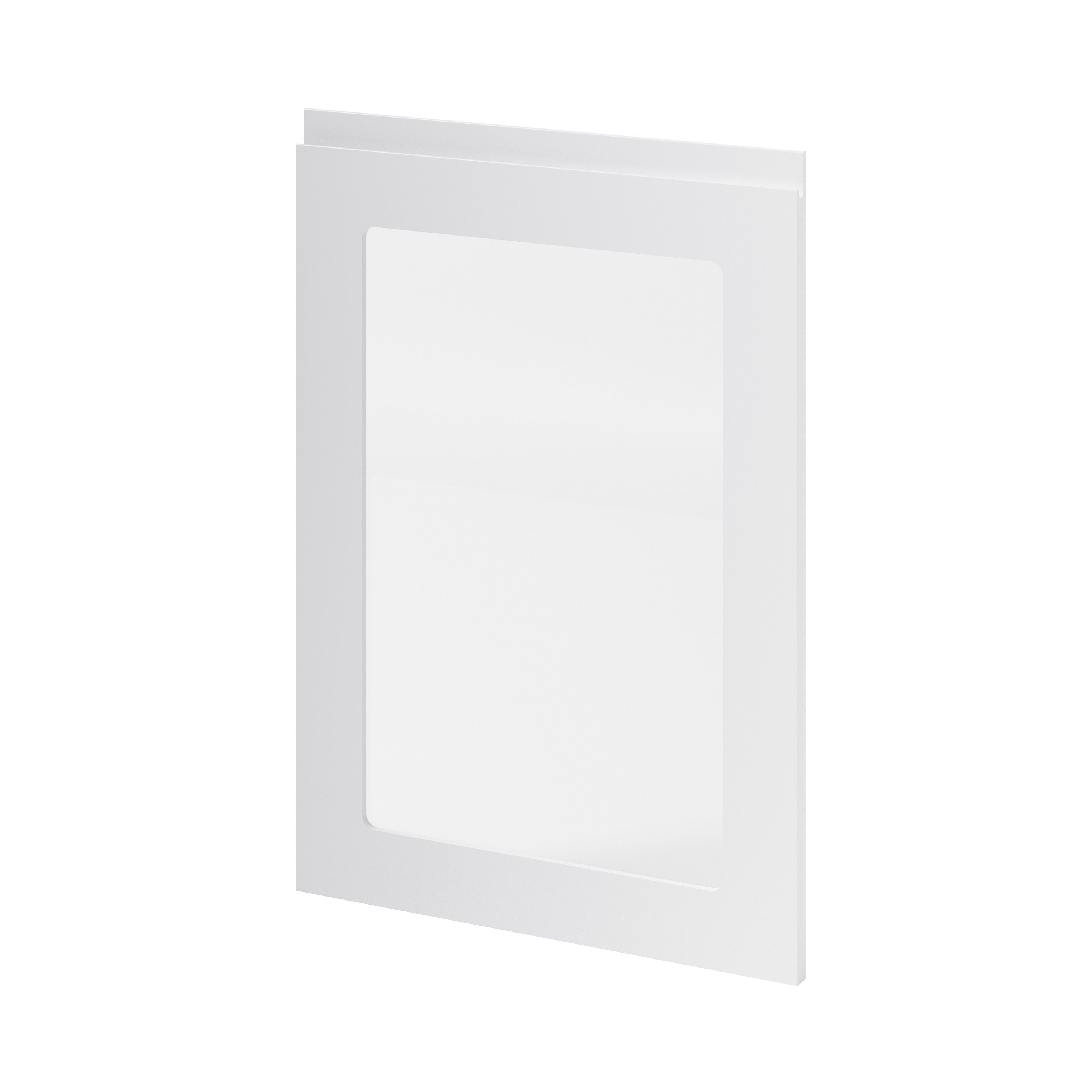 GoodHome Garcinia Integrated handle Gloss light grey Glazed Cabinet door (W)500mm (H)715mm (T)19mm