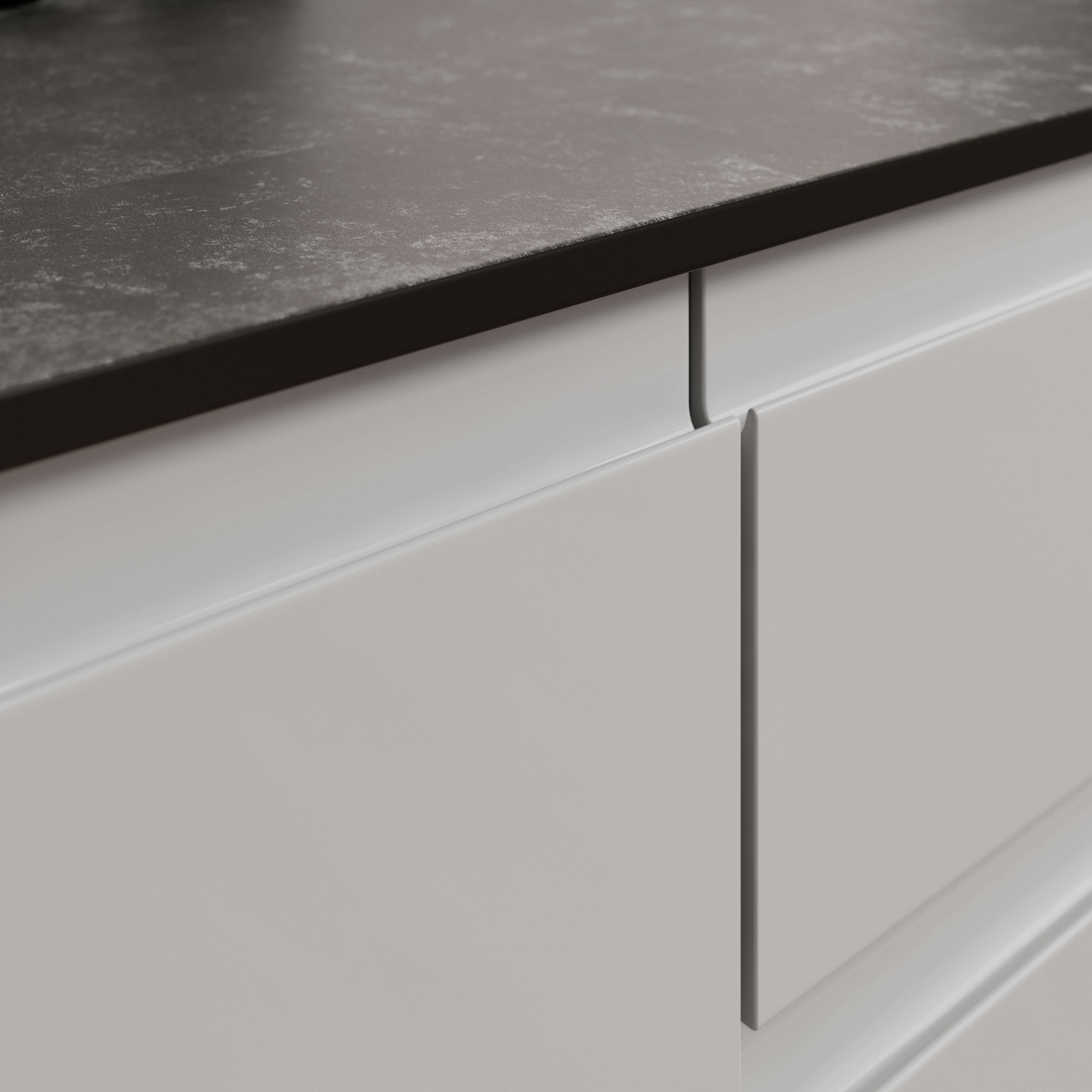 GoodHome Garcinia Integrated handle Gloss light grey Highline Cabinet door (W)400mm (H)715mm (T)19mm