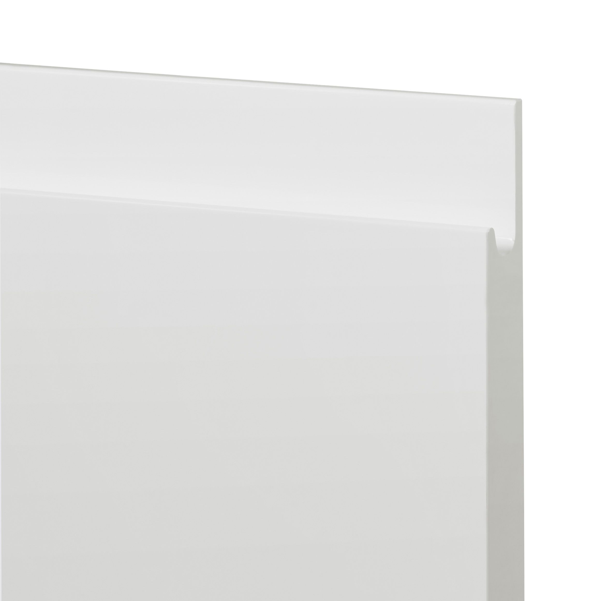 GoodHome Garcinia Integrated handle Gloss white Highline Cabinet door (W)400mm (H)715mm (T)19mm