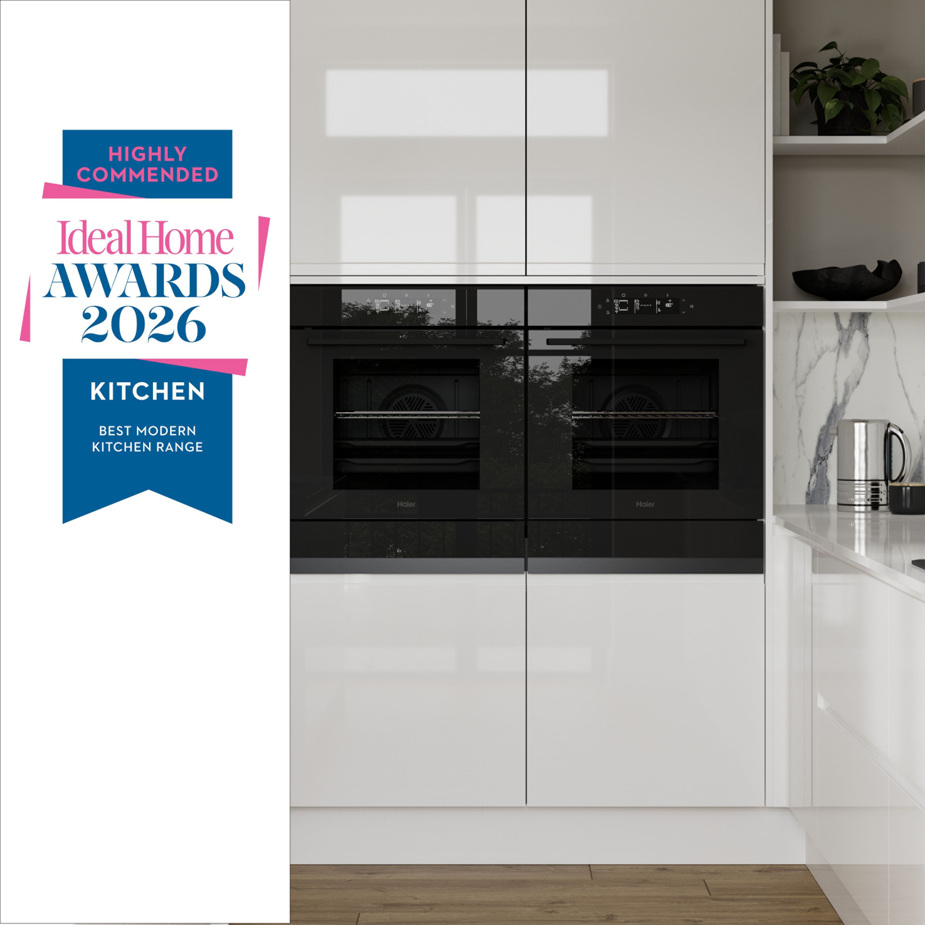 GoodHome Garcinia Integrated handle Gloss white Highline Cabinet door (W)400mm (H)715mm (T)19mm