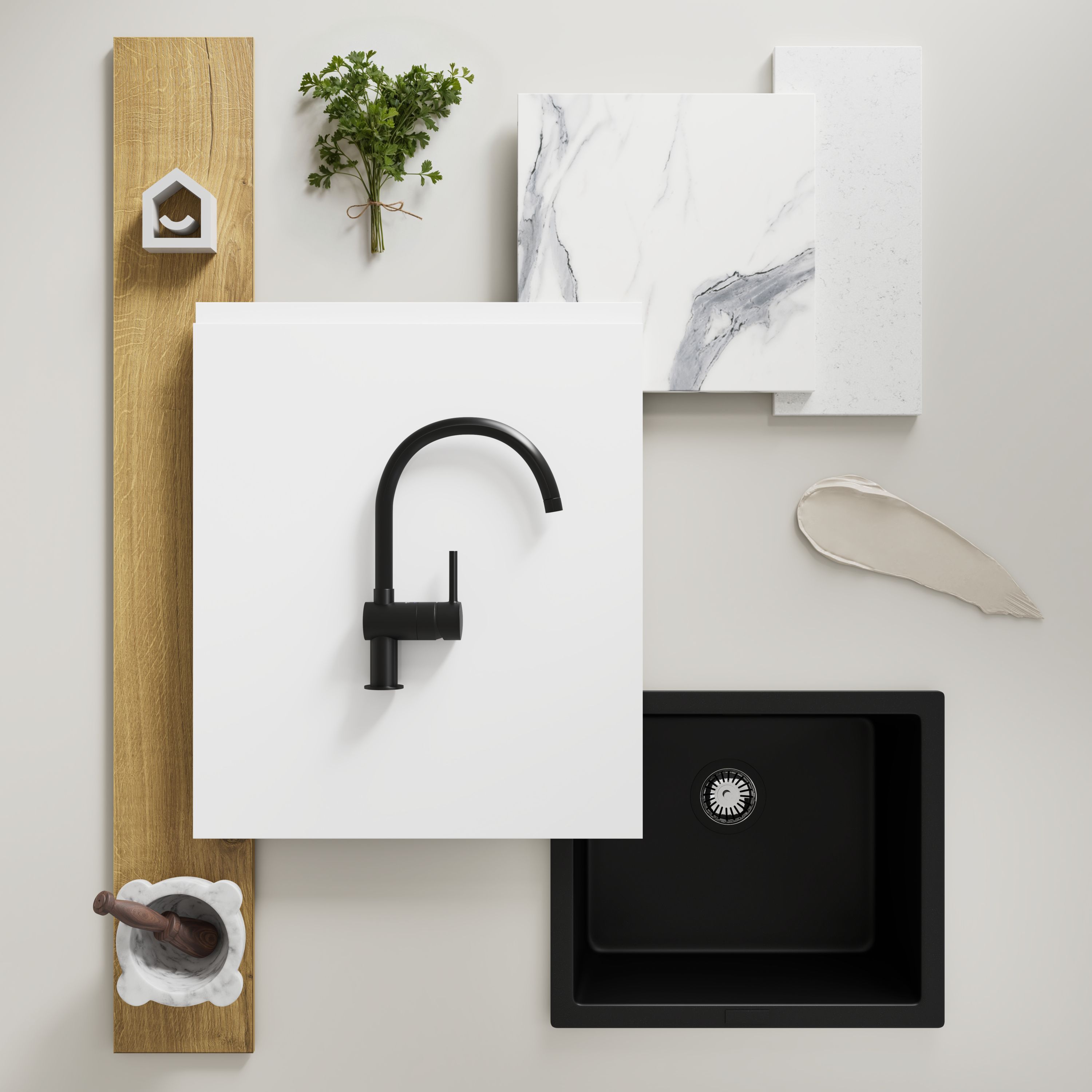 GoodHome Garcinia Integrated handle Gloss white Highline Cabinet door (W)500mm (H)715mm (T)19mm