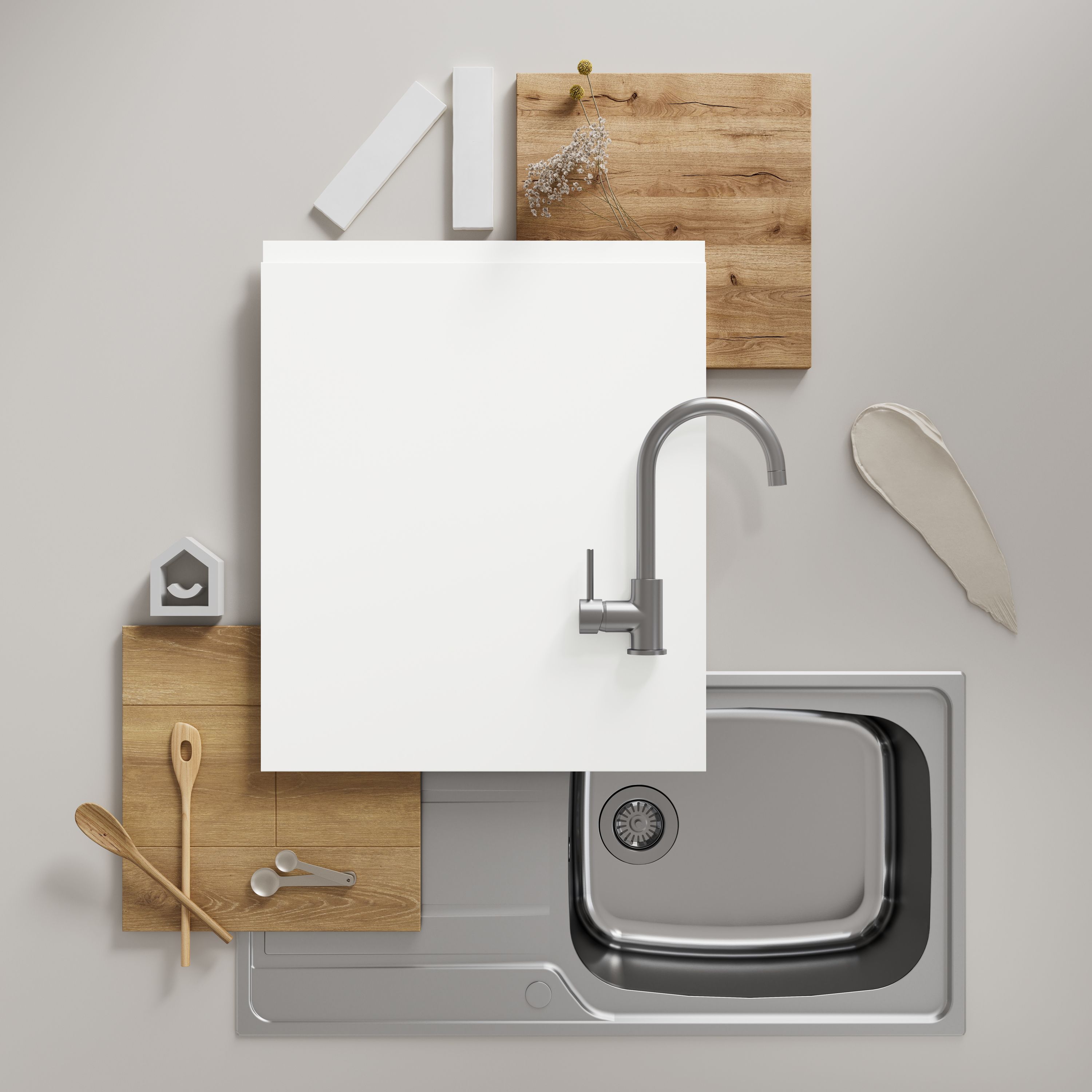 GoodHome Garcinia Integrated handle Gloss white Highline Cabinet door (W)500mm (H)715mm (T)19mm