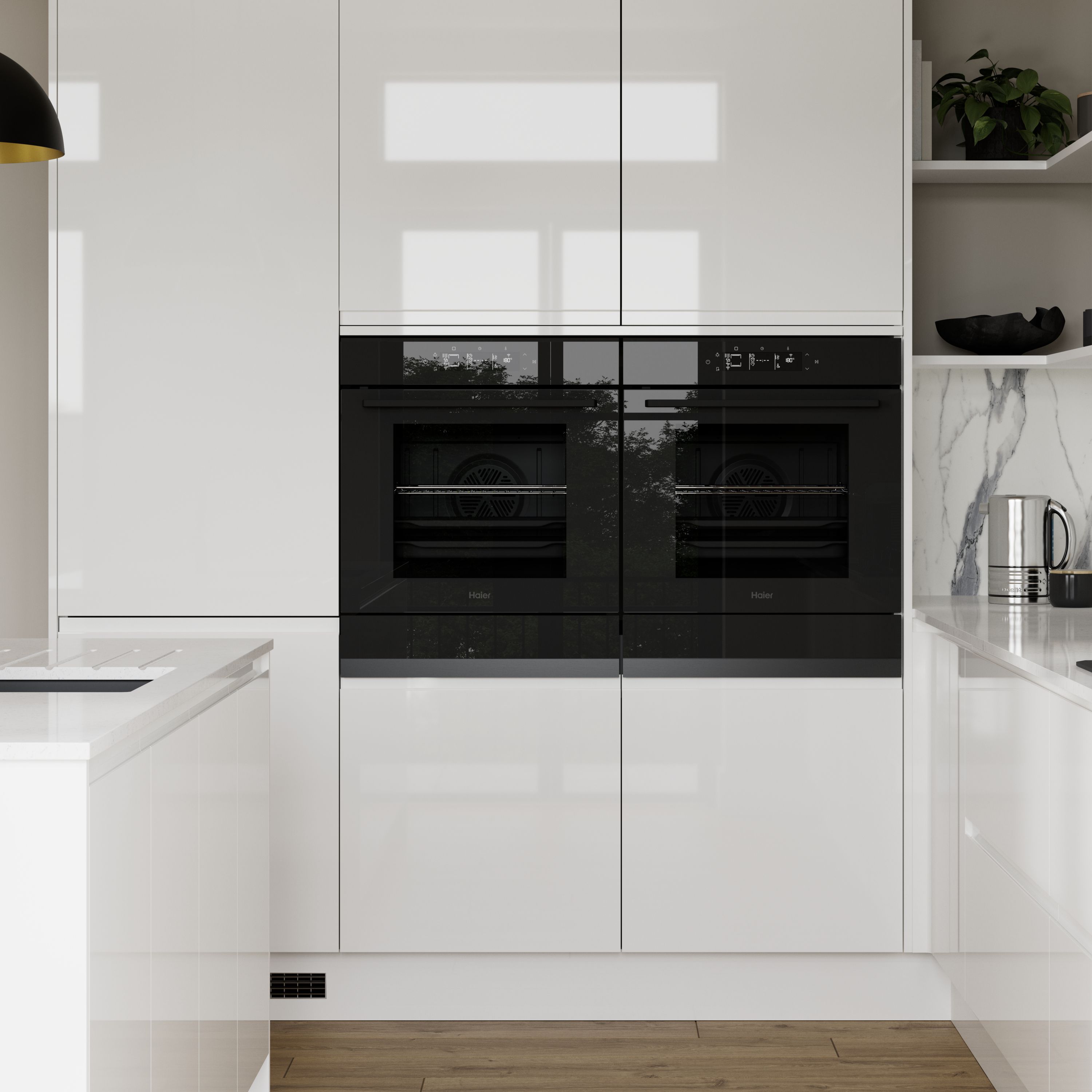 GoodHome Garcinia Integrated handle Gloss white Highline Cabinet door (W)500mm (H)715mm (T)19mm
