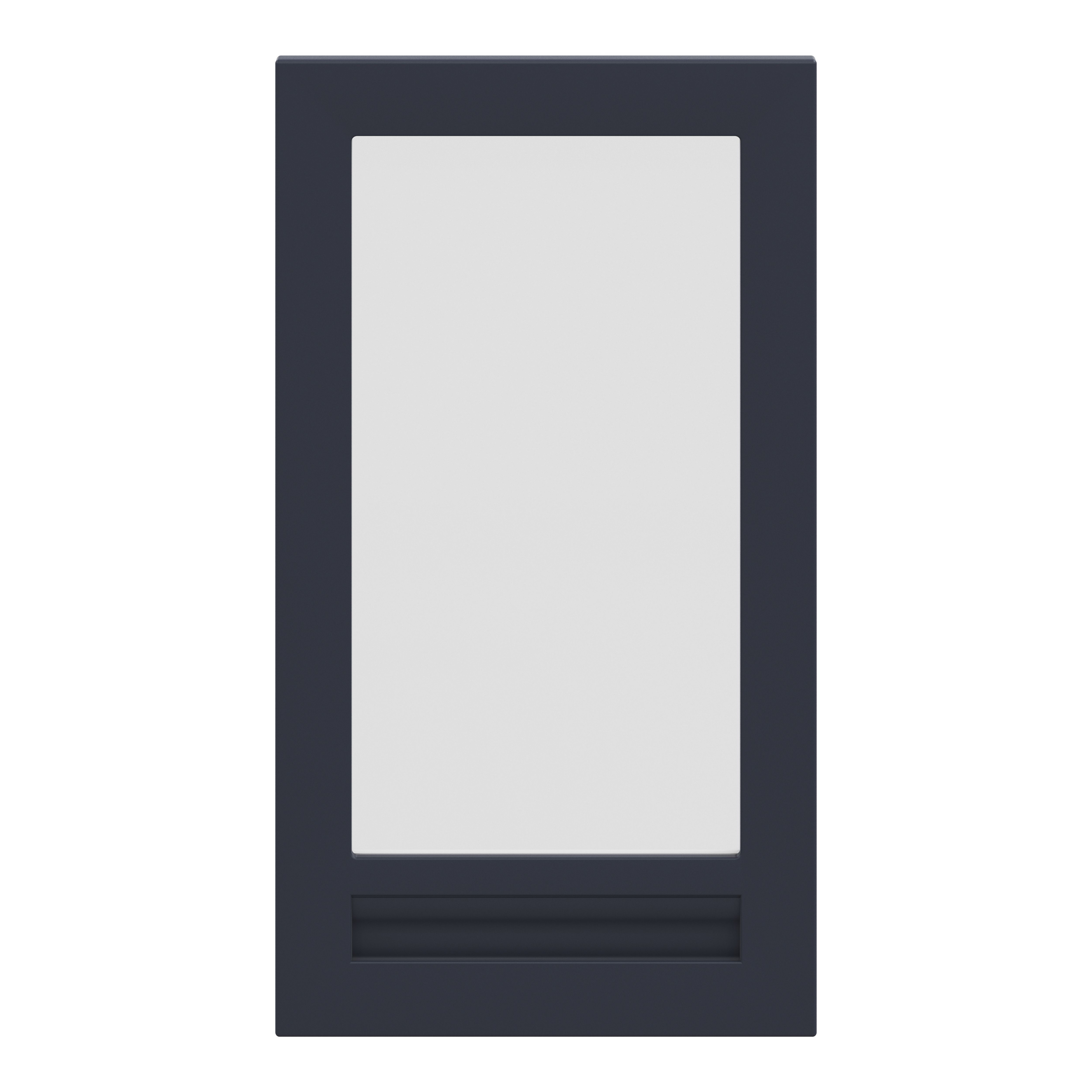 GoodHome Garcinia Integrated handle Matt navy blue Shaker Glazed Tall glazed Cabinet door (W)500mm (H)895mm (T)20mm