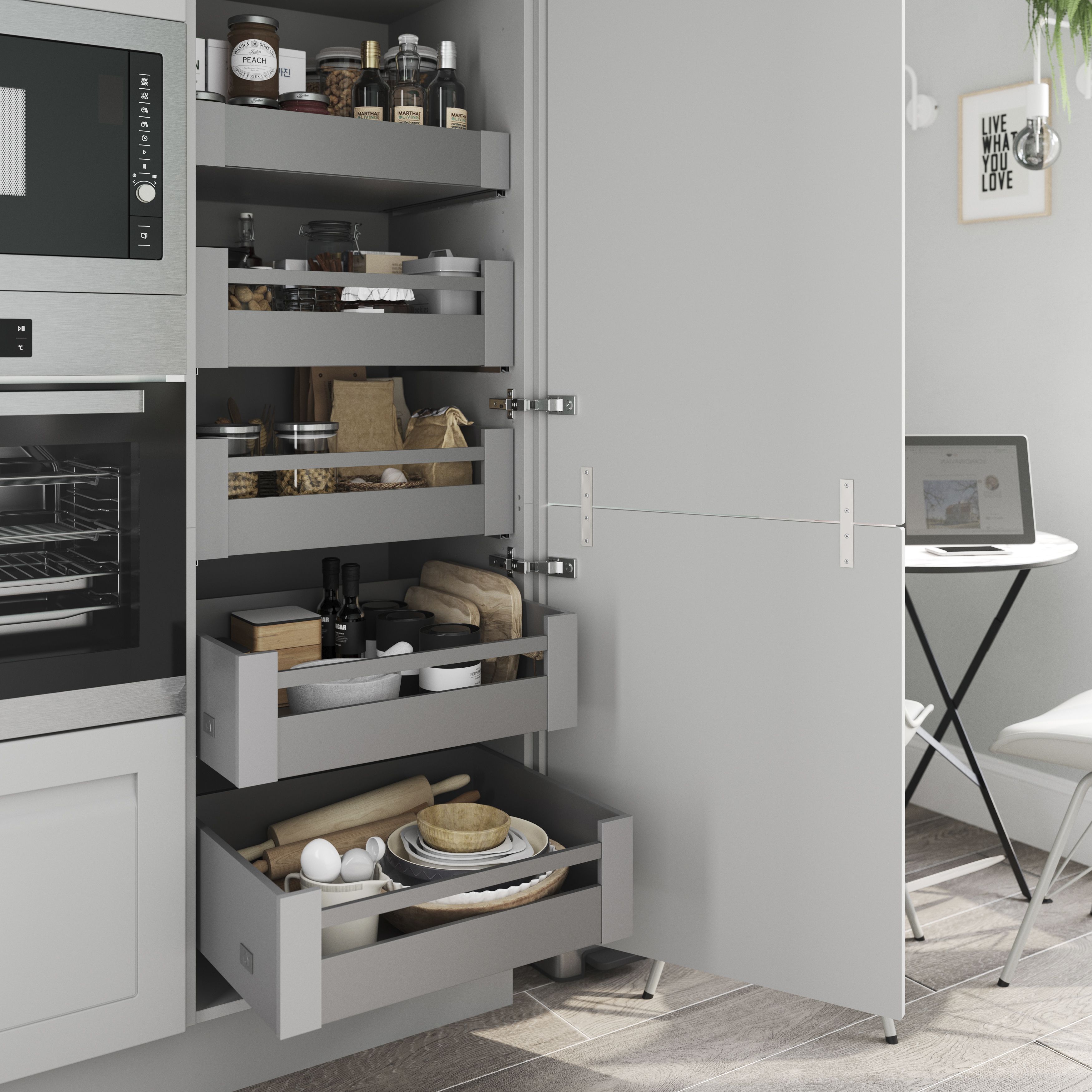 GoodHome Garcinia Integrated handle Matt stone Drawer front, Pack of 1 (H)715mm (W)797mm (T)20mm
