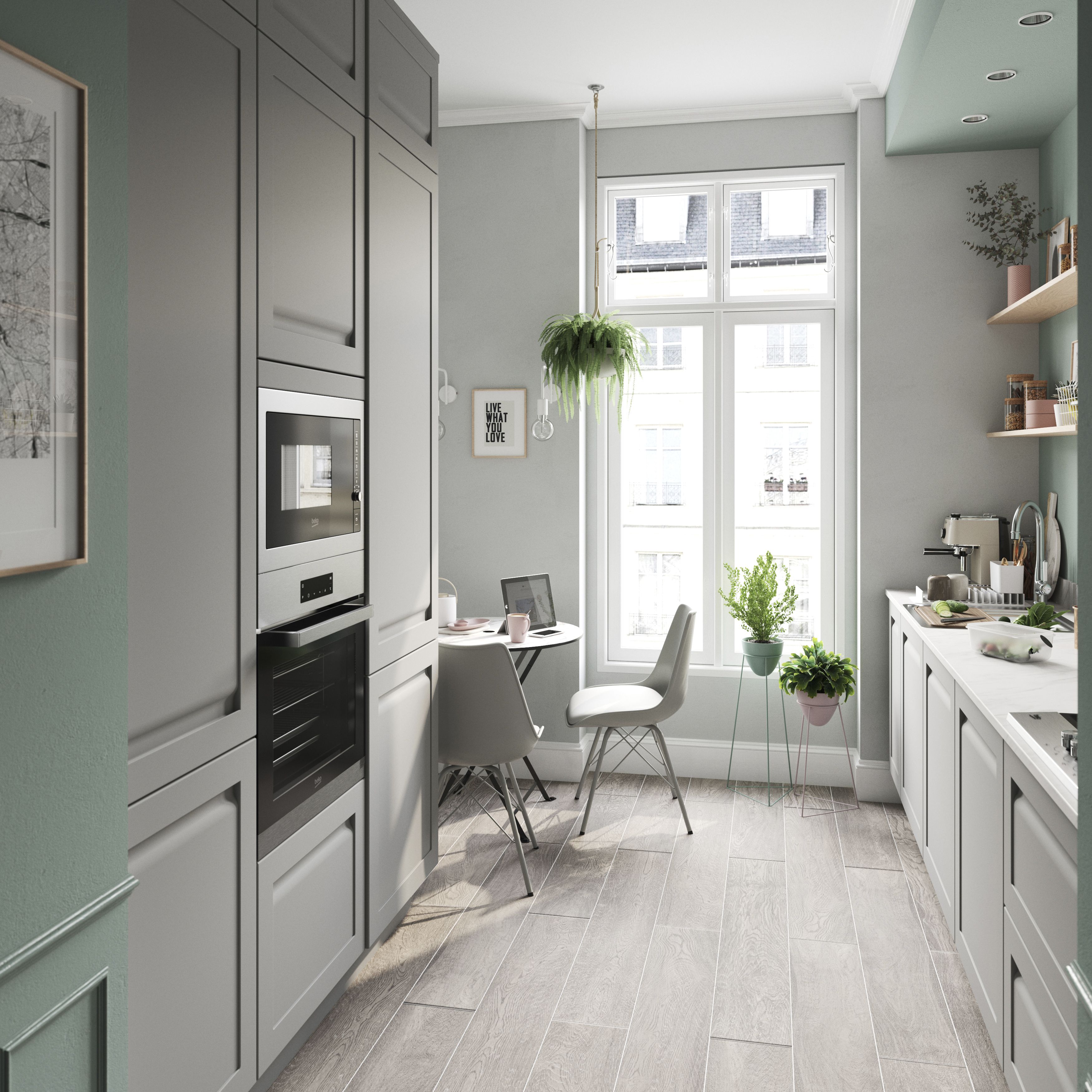 GoodHome Garcinia Integrated handle Matt stone Shaker Larder Cabinet door (W)500mm (H)1287mm (T)20mm