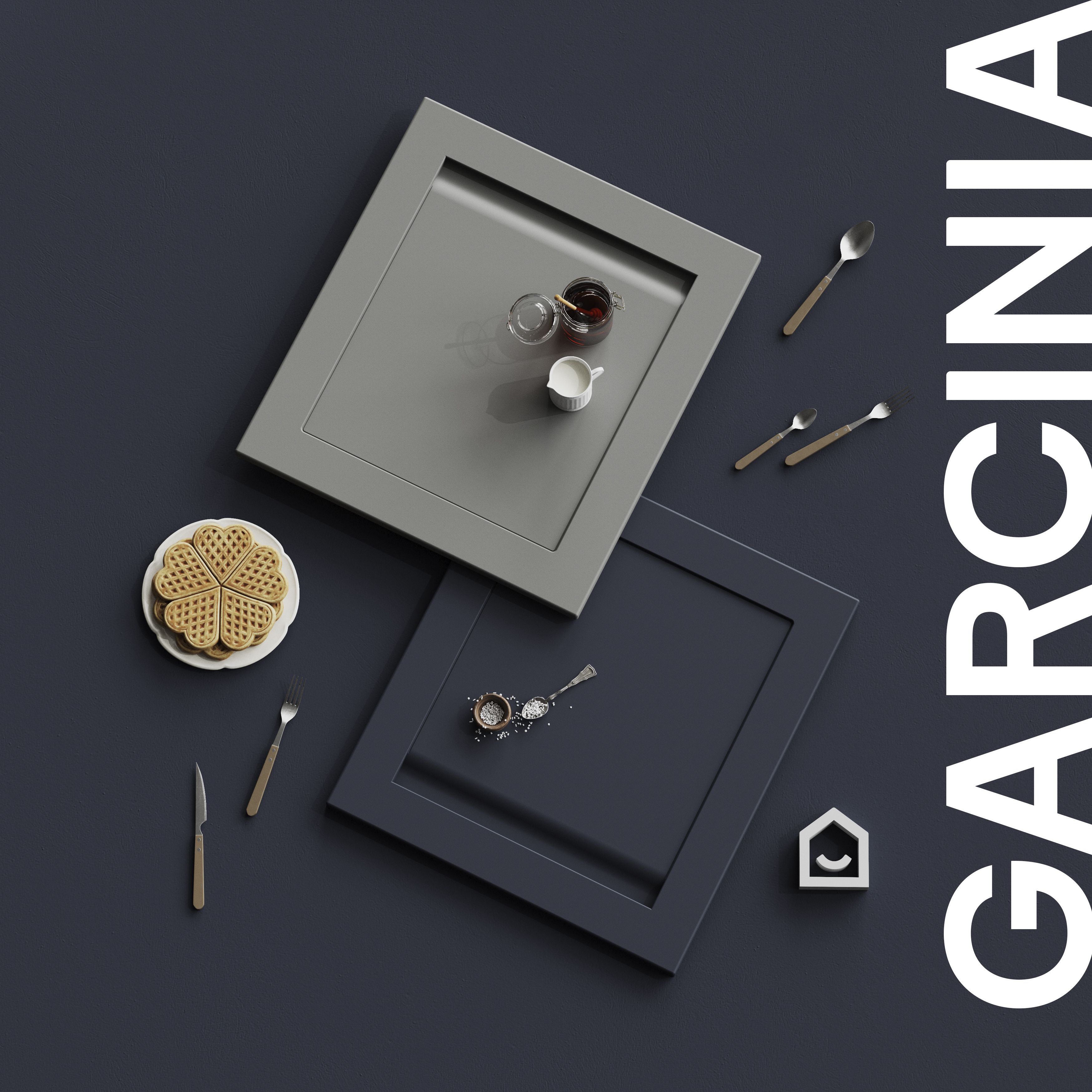 GoodHome Garcinia Integrated handle Matt stone Shaker Larder Cabinet door (W)500mm (H)1287mm (T)20mm